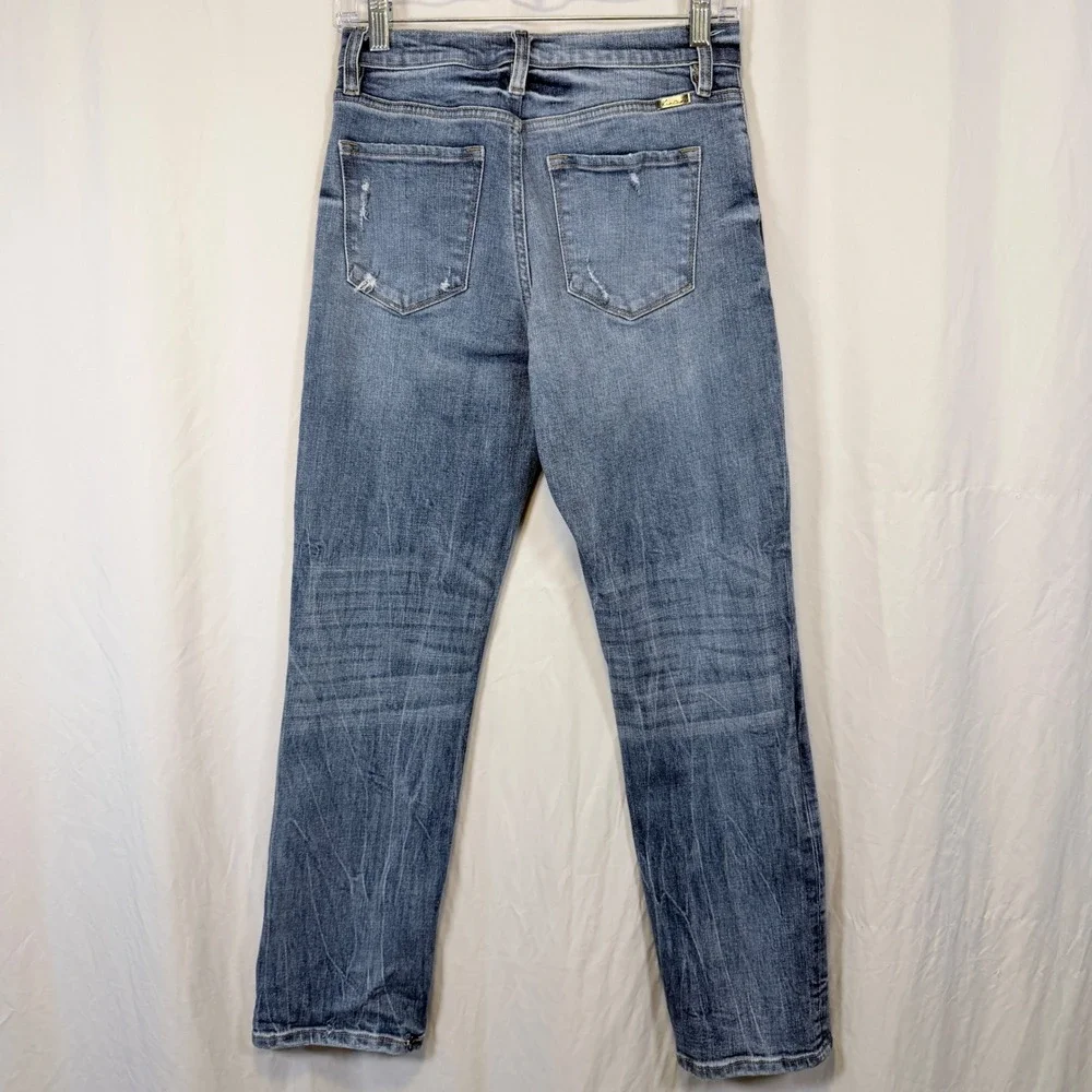 KanCan Jeans Medium Wash Distressed Frayed Hem Blue Denim Size‎ 3 25